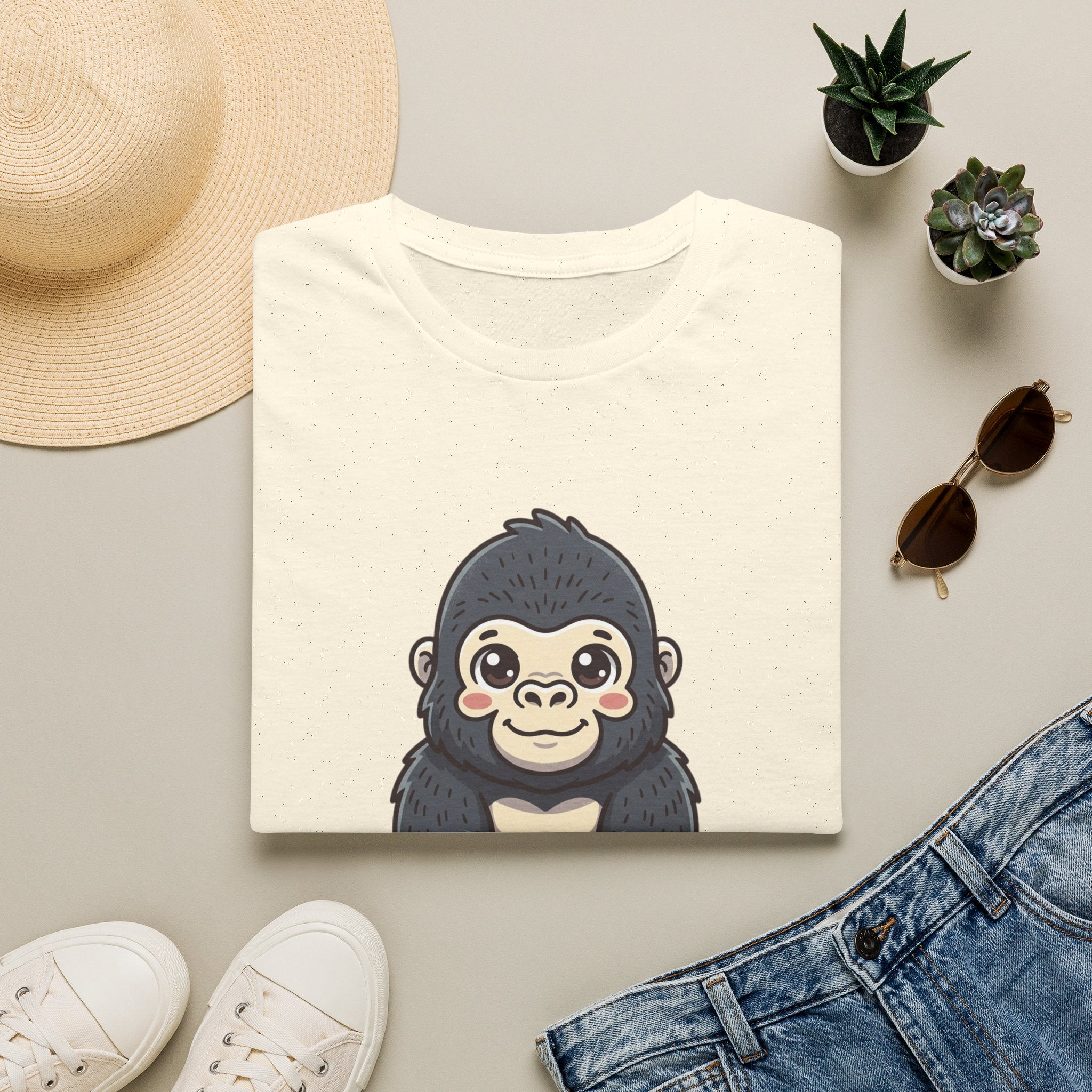 Cute Baby Gorilla T-Shirt — Adorable Cartoon Ape Tee for Animal Lovers