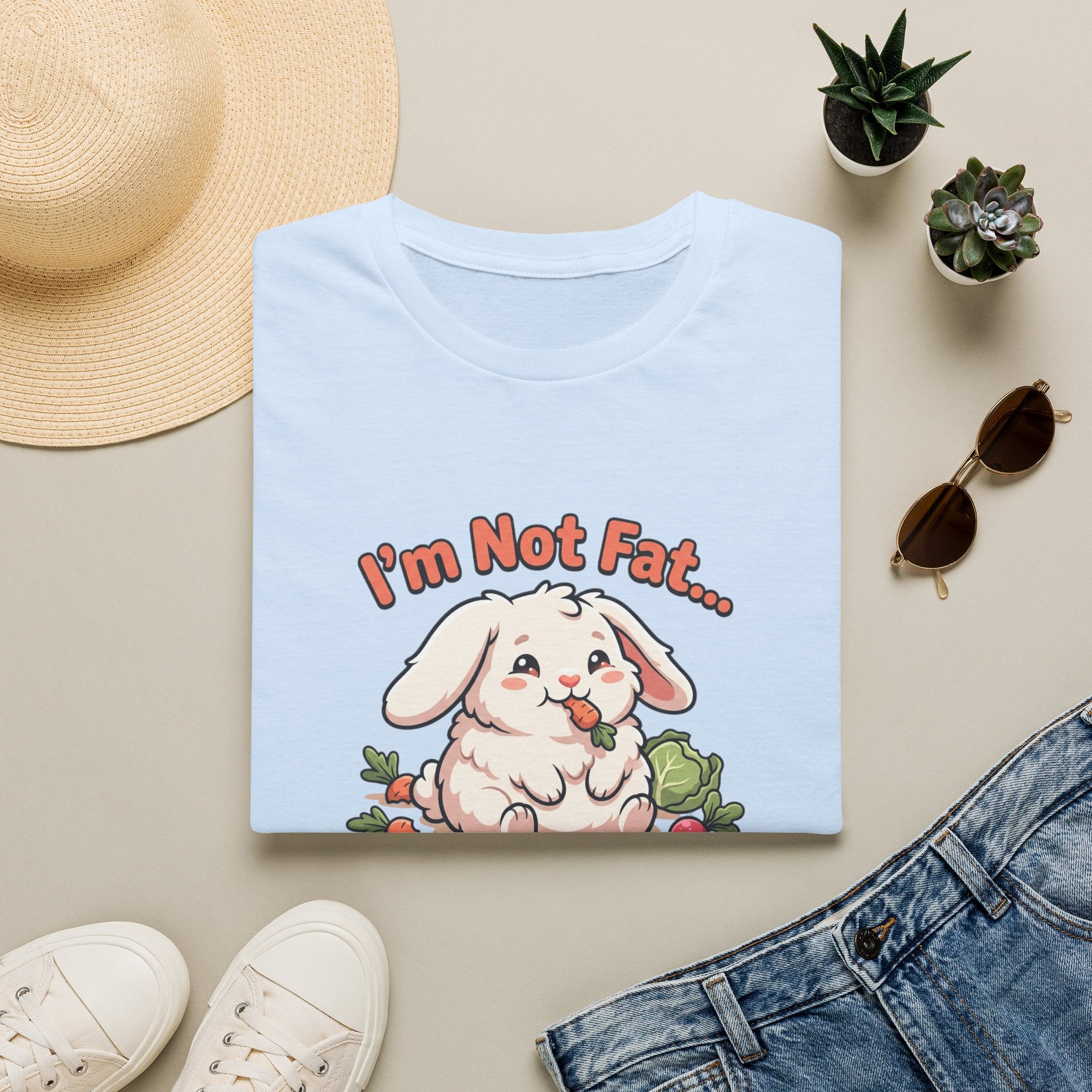 Cute Bunny T-Shirt – "I'm Not Fat... I'm Floofy" Funny Graphic Tee for Animal Lovers