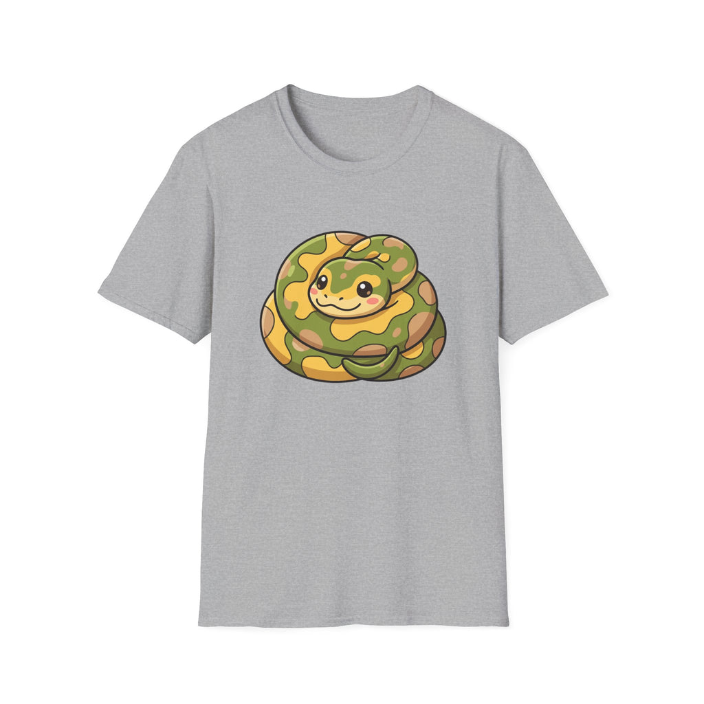 Cute Camouflage Ball Python T‑Shirt — Cartoon Snake Graphic Tee