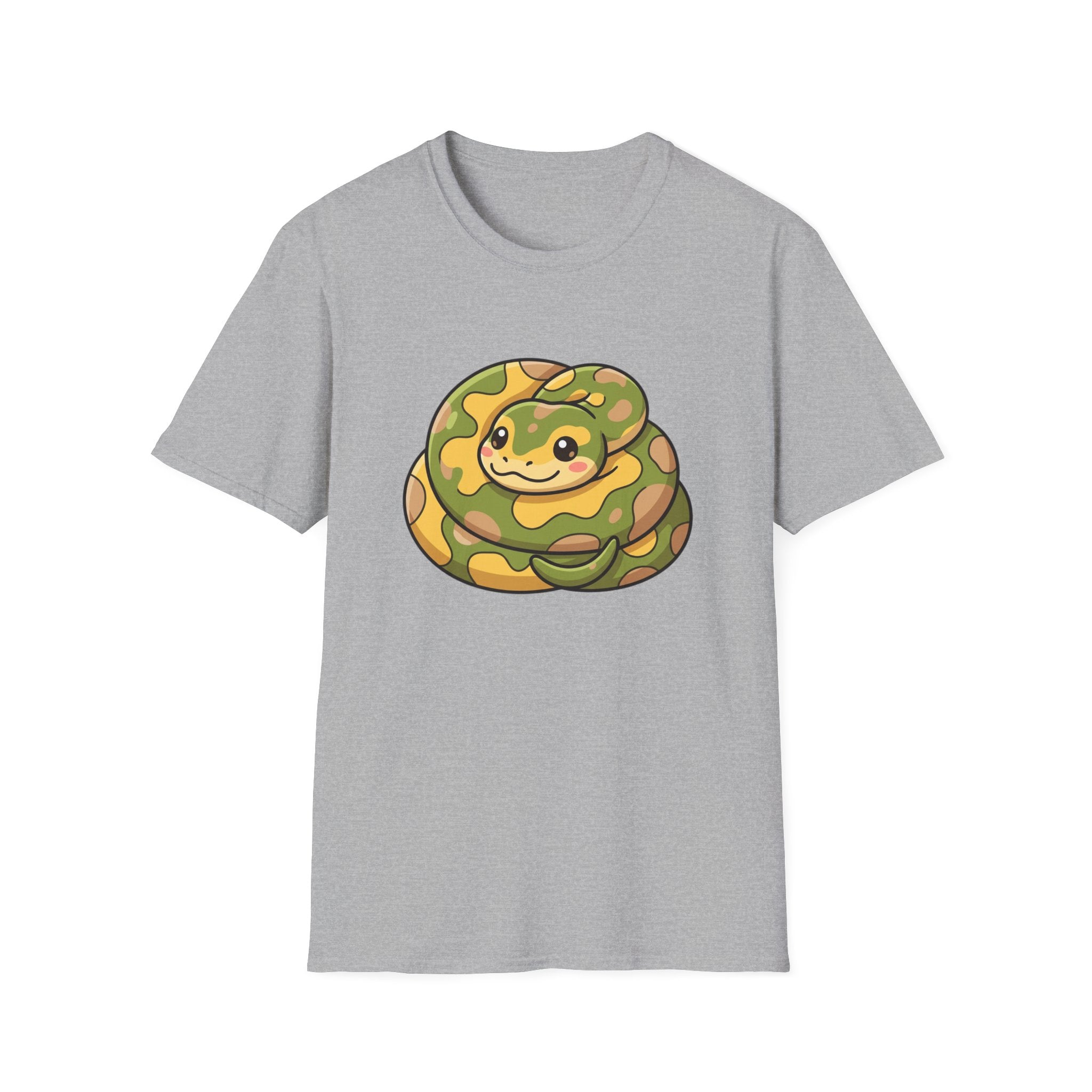 Cute Camouflage Ball Python T‑Shirt — Cartoon Snake Graphic Tee
