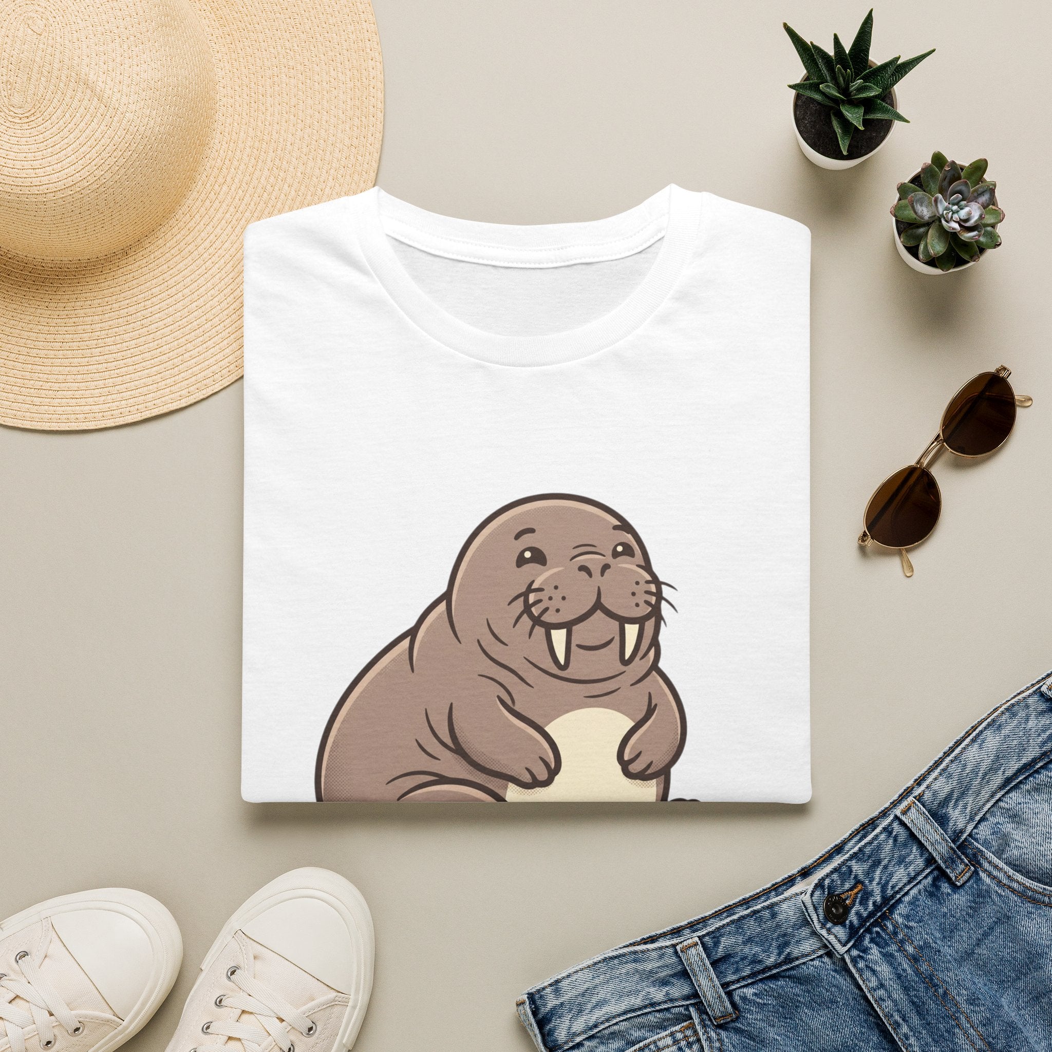 Walrus Graphic T-Shirt — Cute Smiling Walrus Illustration Tee