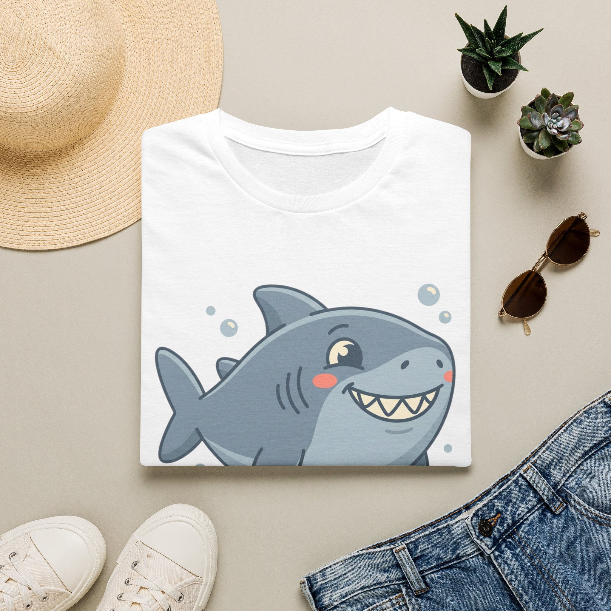 Cute Smiling Shark T-Shirt — Playful Cartoon Ocean Tee
