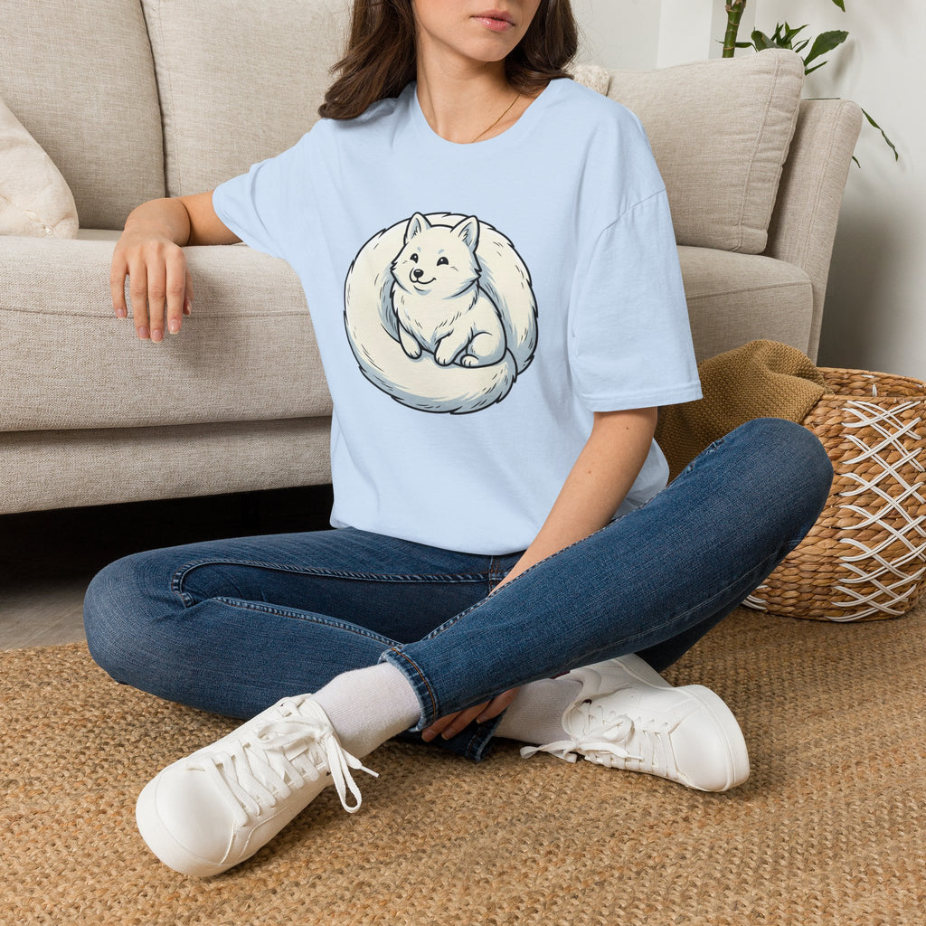 Arctic Fluff Fox T-Shirt — Cute White Fox Circle Illustration