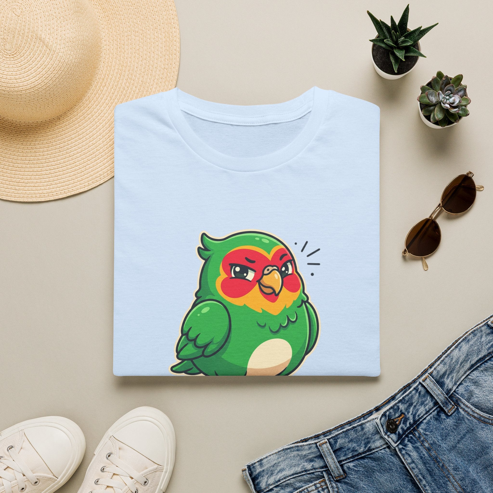 Parrot Graphic T-Shirt — Cute Green Bird “I Heard Everything” Tee
