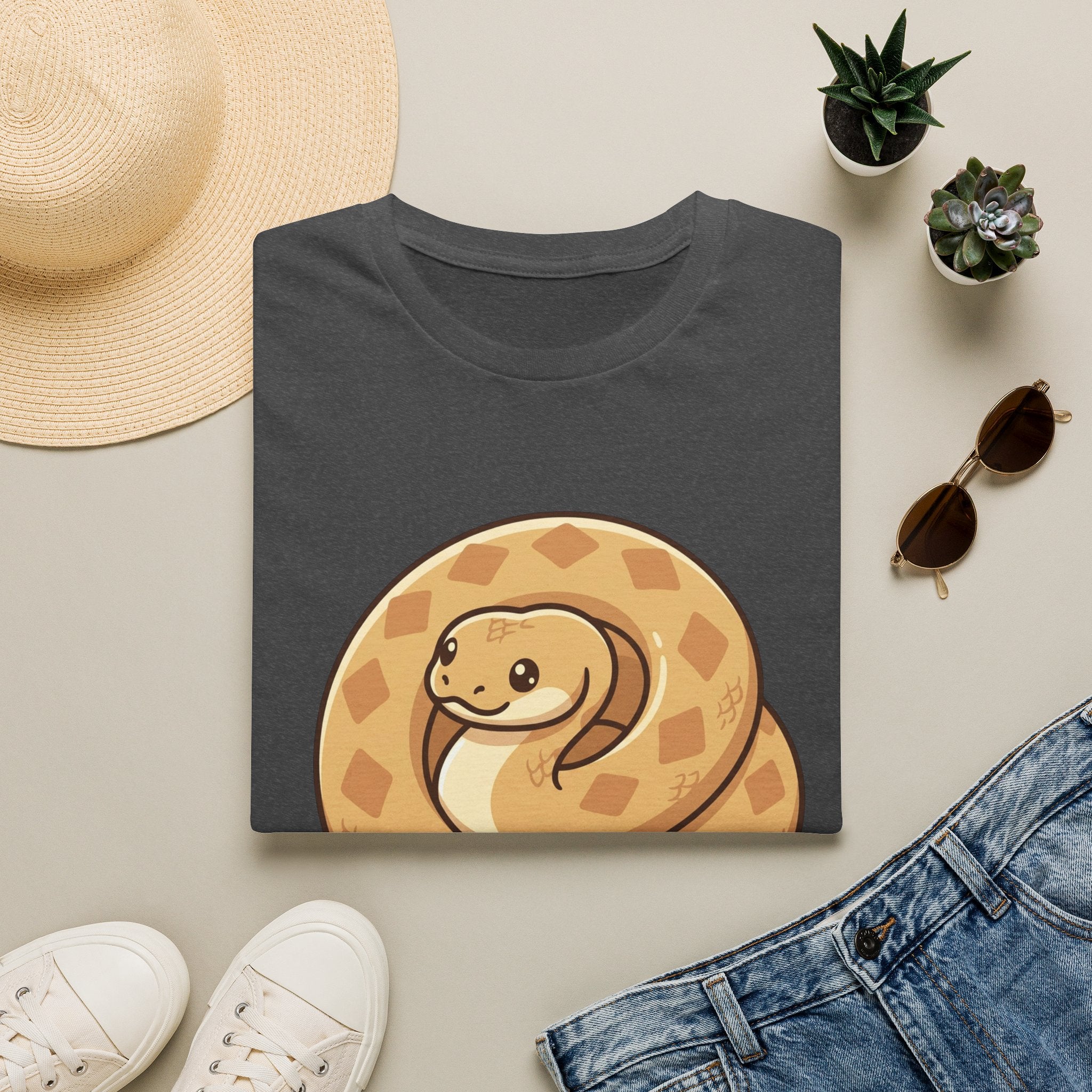 Cute Coiled Snake T-Shirt — Cartoon Gopher Snake Graphic Tee
