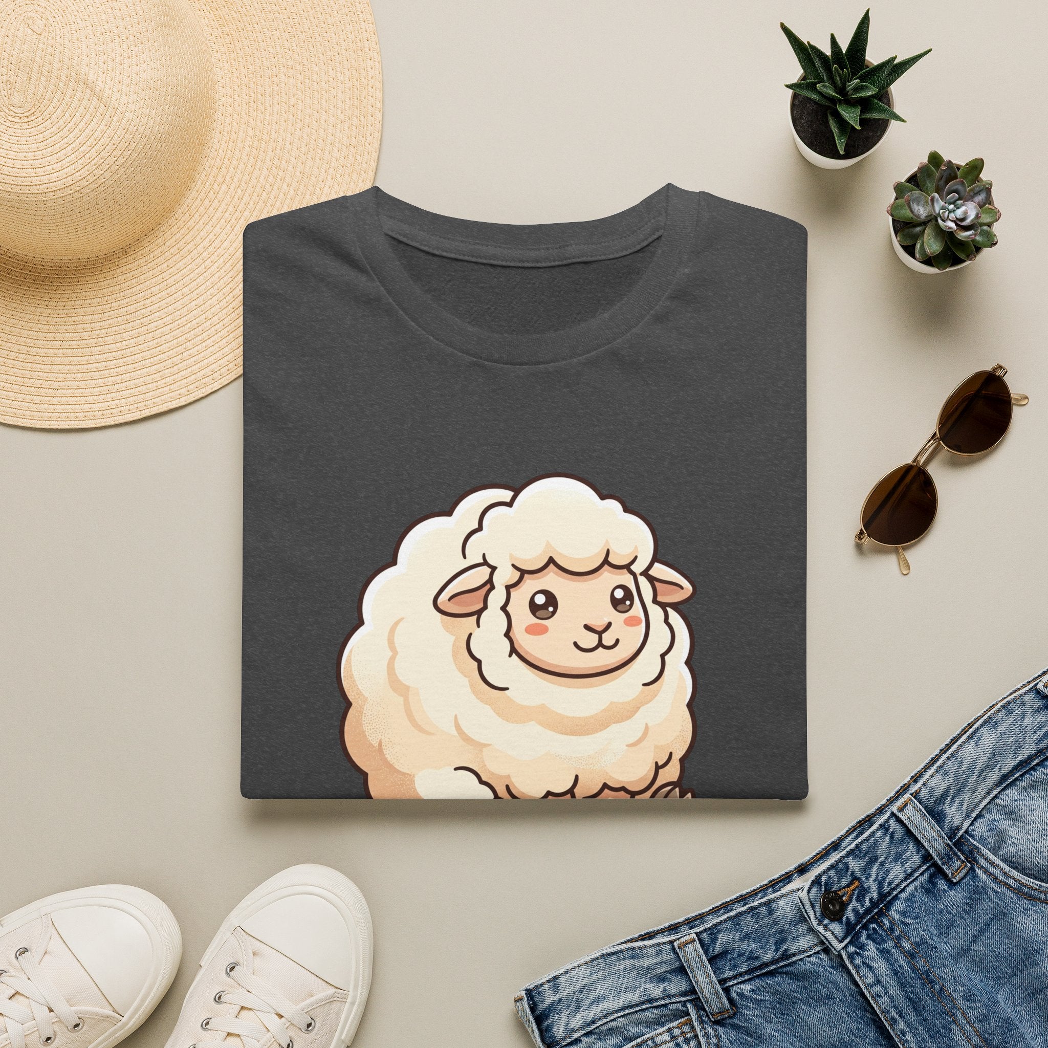 Cute Fluffy Sheep T-Shirt — Adorable Cartoon Lamb Tee