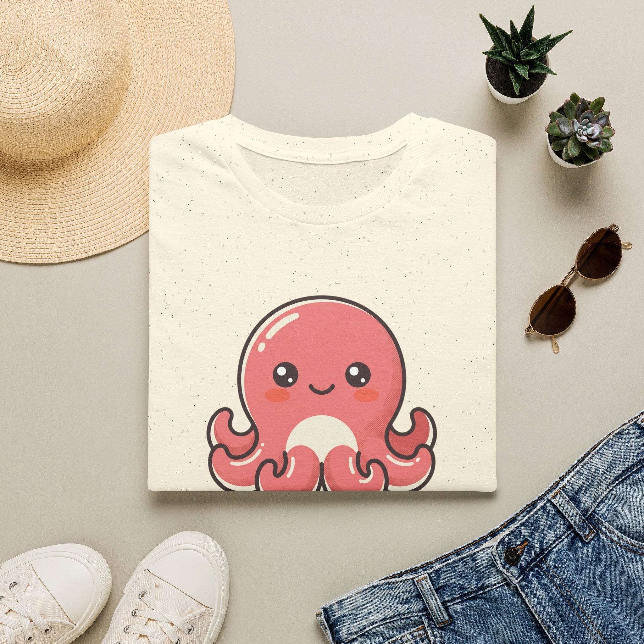 Cute Kawaii Octopus T-Shirt — Adorable Pink Sea Creature Tee
