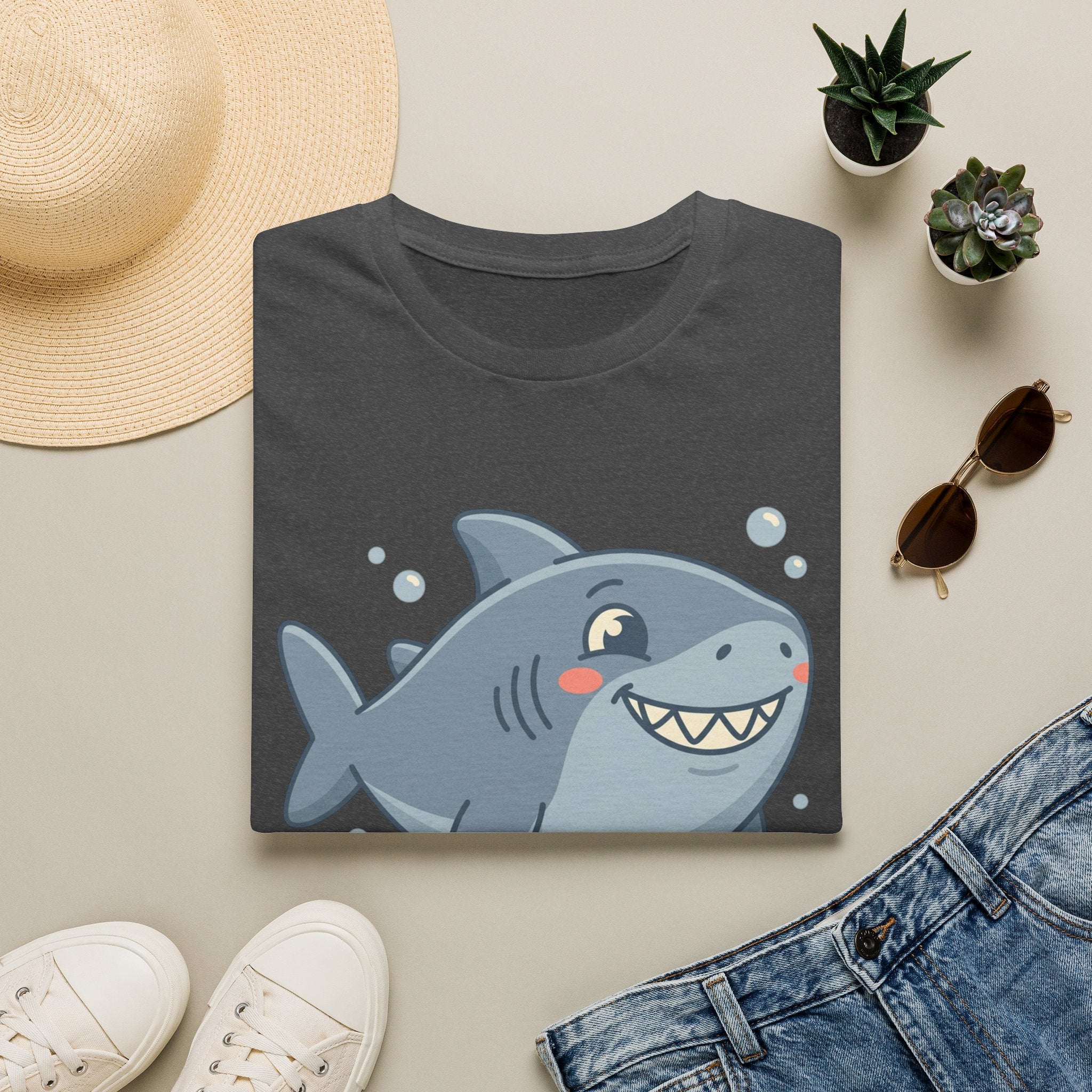 Cute Smiling Shark T-Shirt — Playful Cartoon Ocean Tee