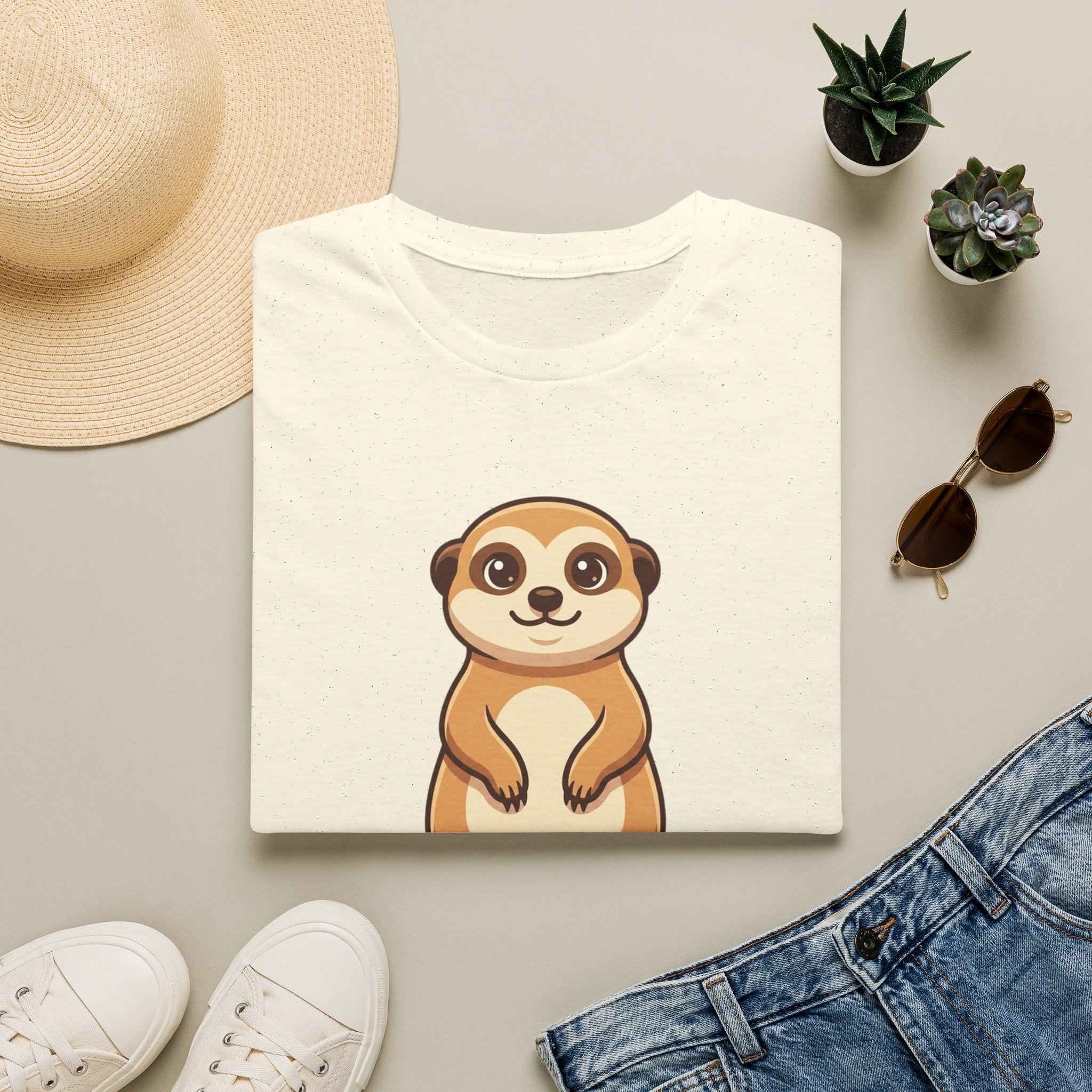 Meerkat Cute Cartoon T-Shirt — Adorable Wildlife Tee for Animal Lovers