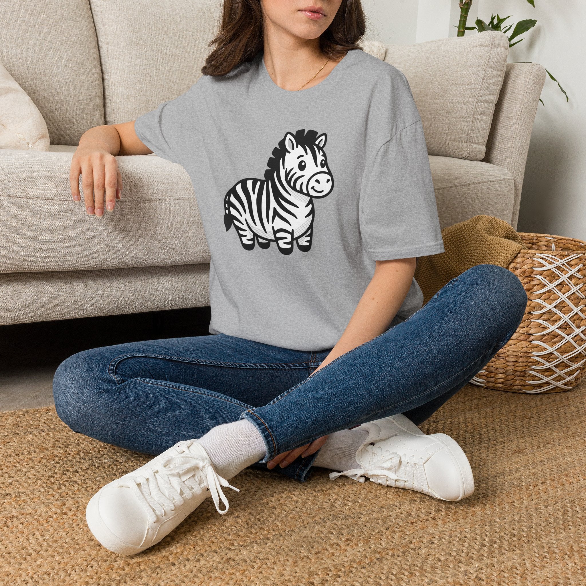 Zebra Cute Cartoon T-Shirt — Adorable Playful Animal Tee for Kids & Animal Lovers