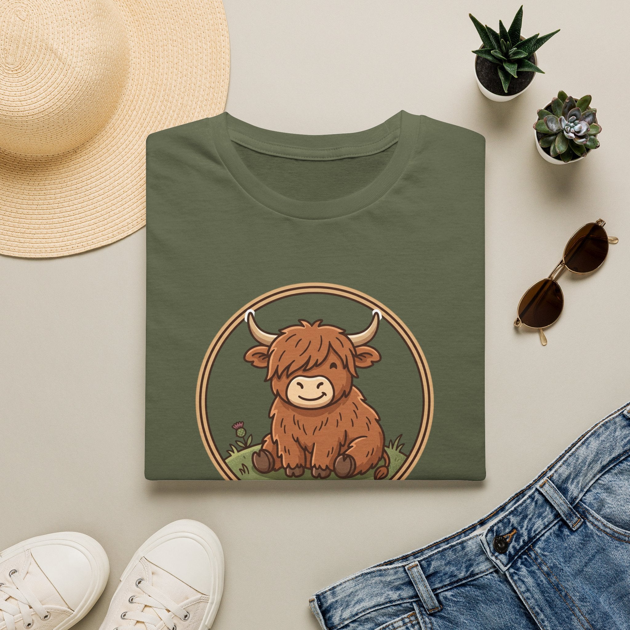 Highland Cow Graphic T-Shirt — Cute Scottish Highland Cattle Tee