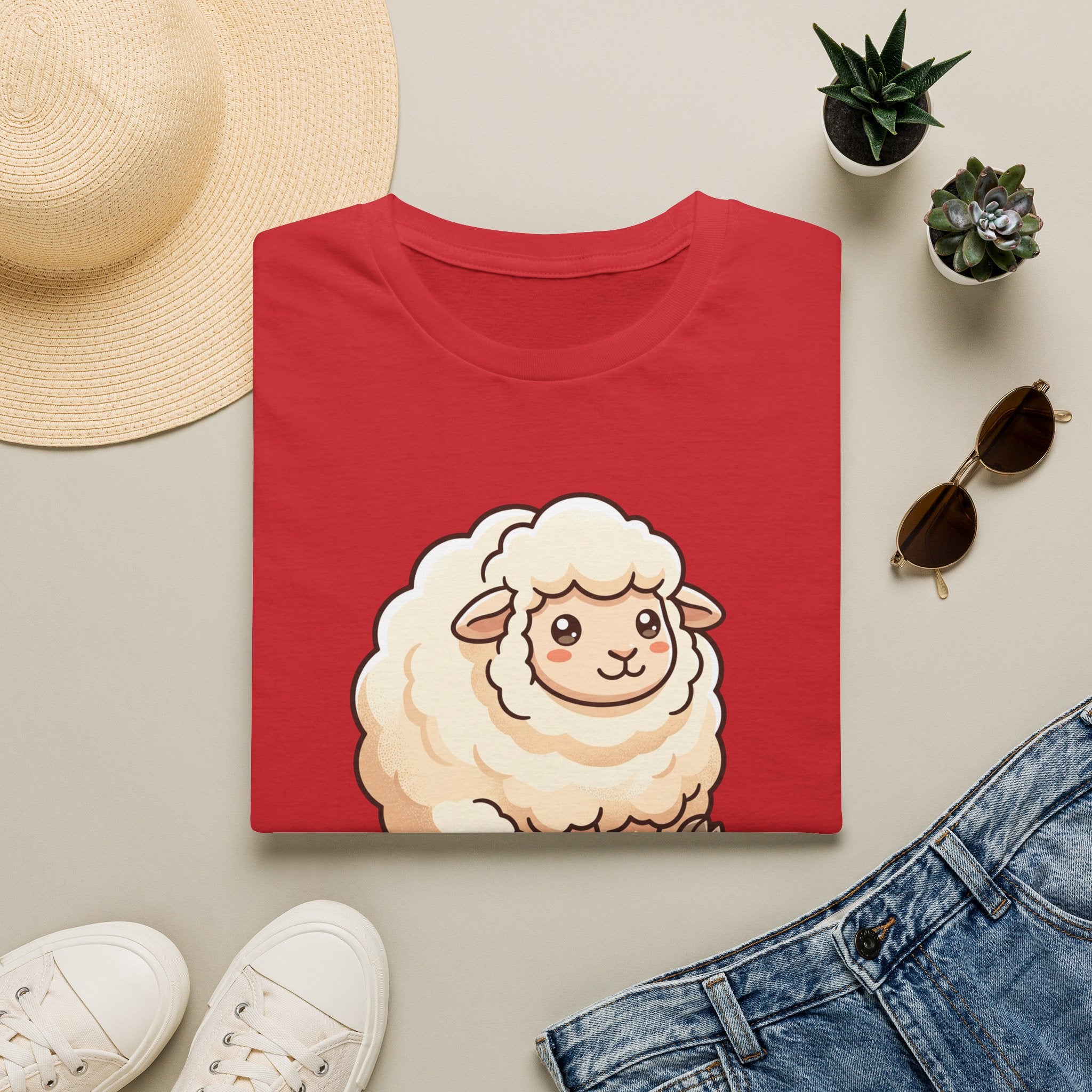 Cute Fluffy Sheep T-Shirt — Adorable Cartoon Lamb Tee