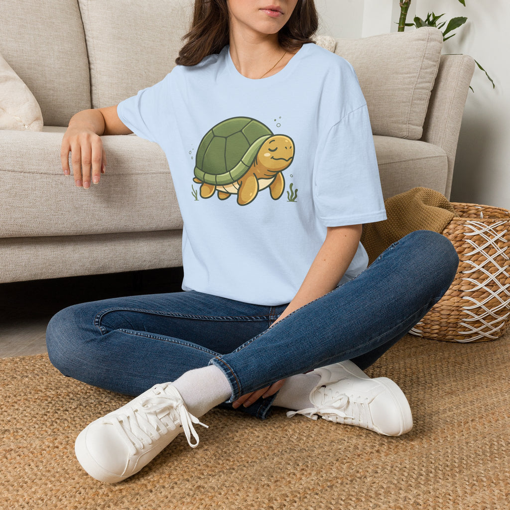 Cute Cartoon Turtle T-Shirt — Relaxed Sea Turtle Graphic Tee