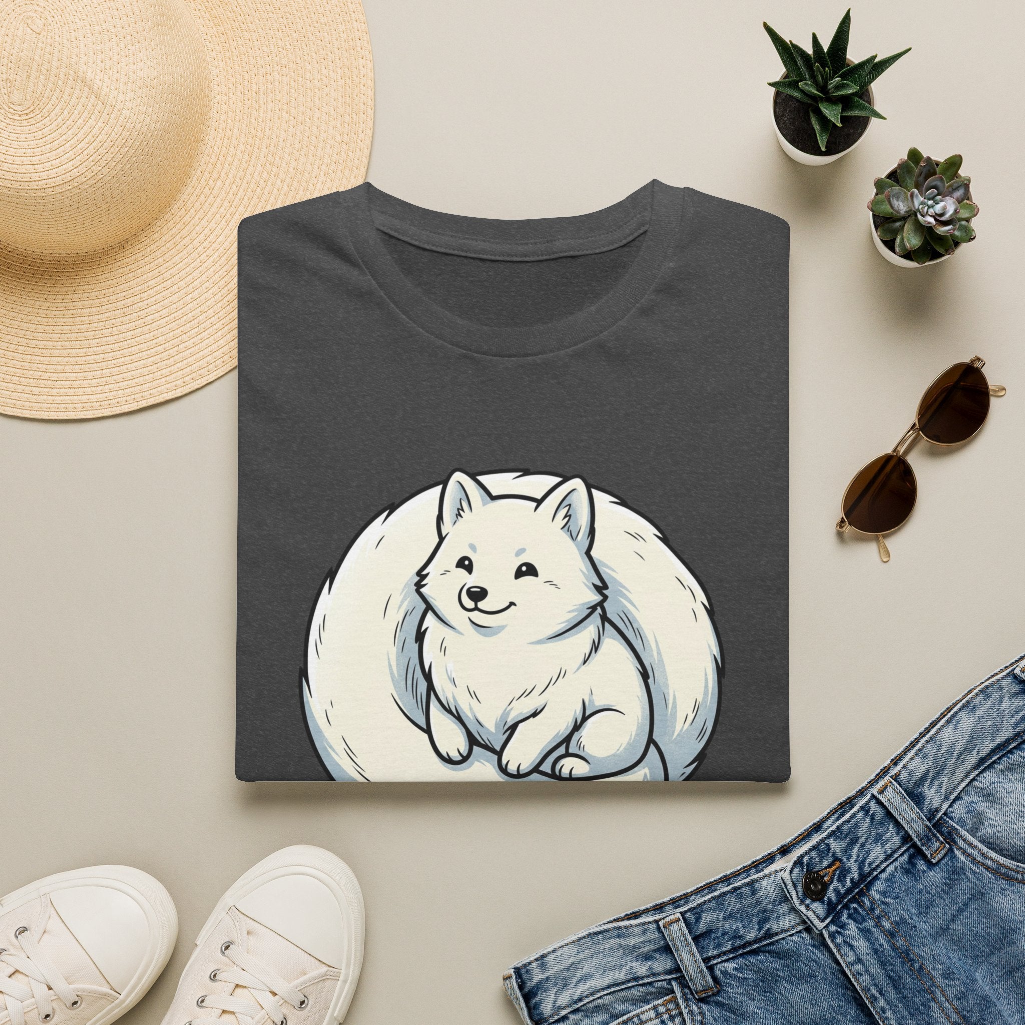 Arctic Fluff Fox T-Shirt — Cute White Fox Circle Illustration