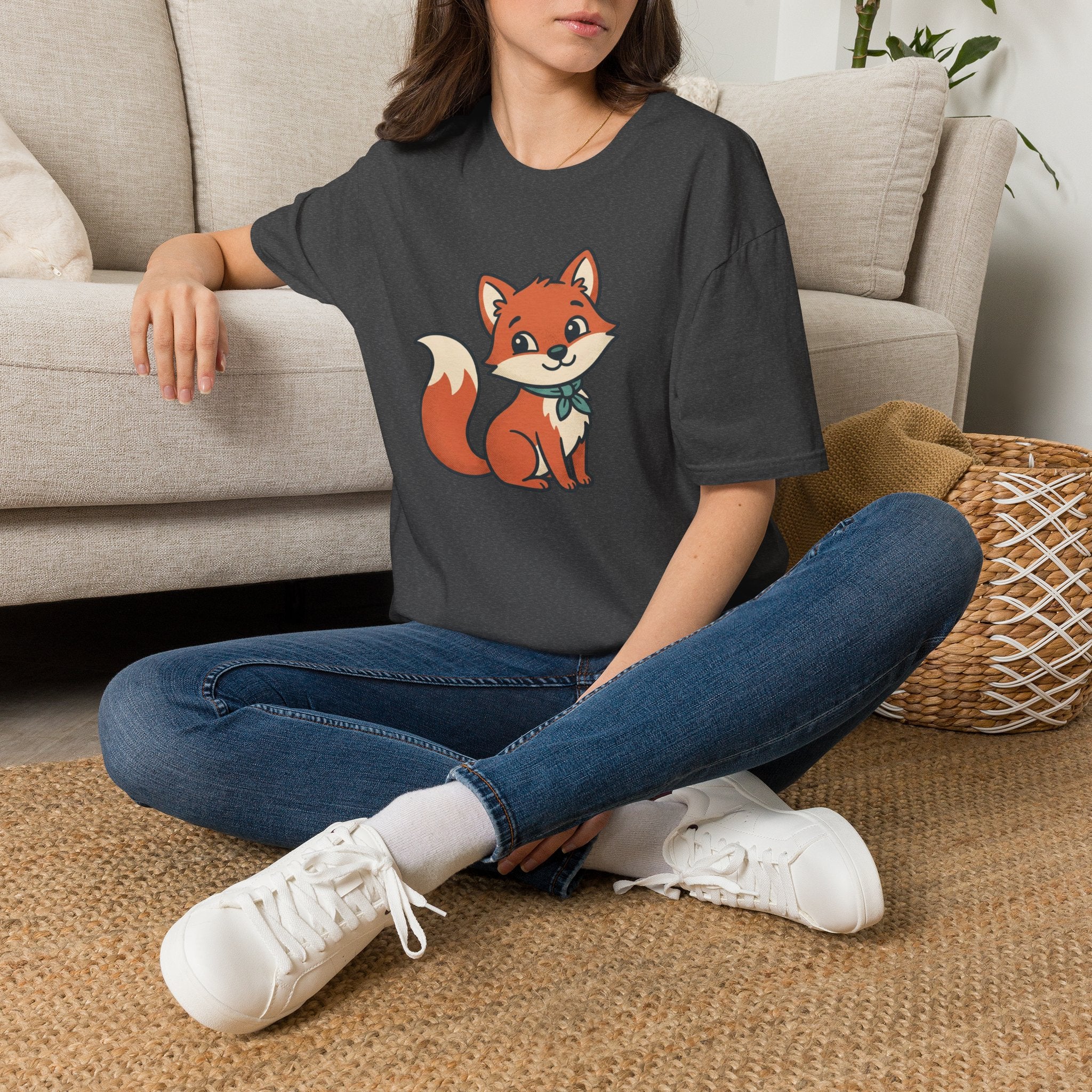 Fox Cartoon T‑Shirt — Cute Red Fox Graphic Tee for Kids & Adults