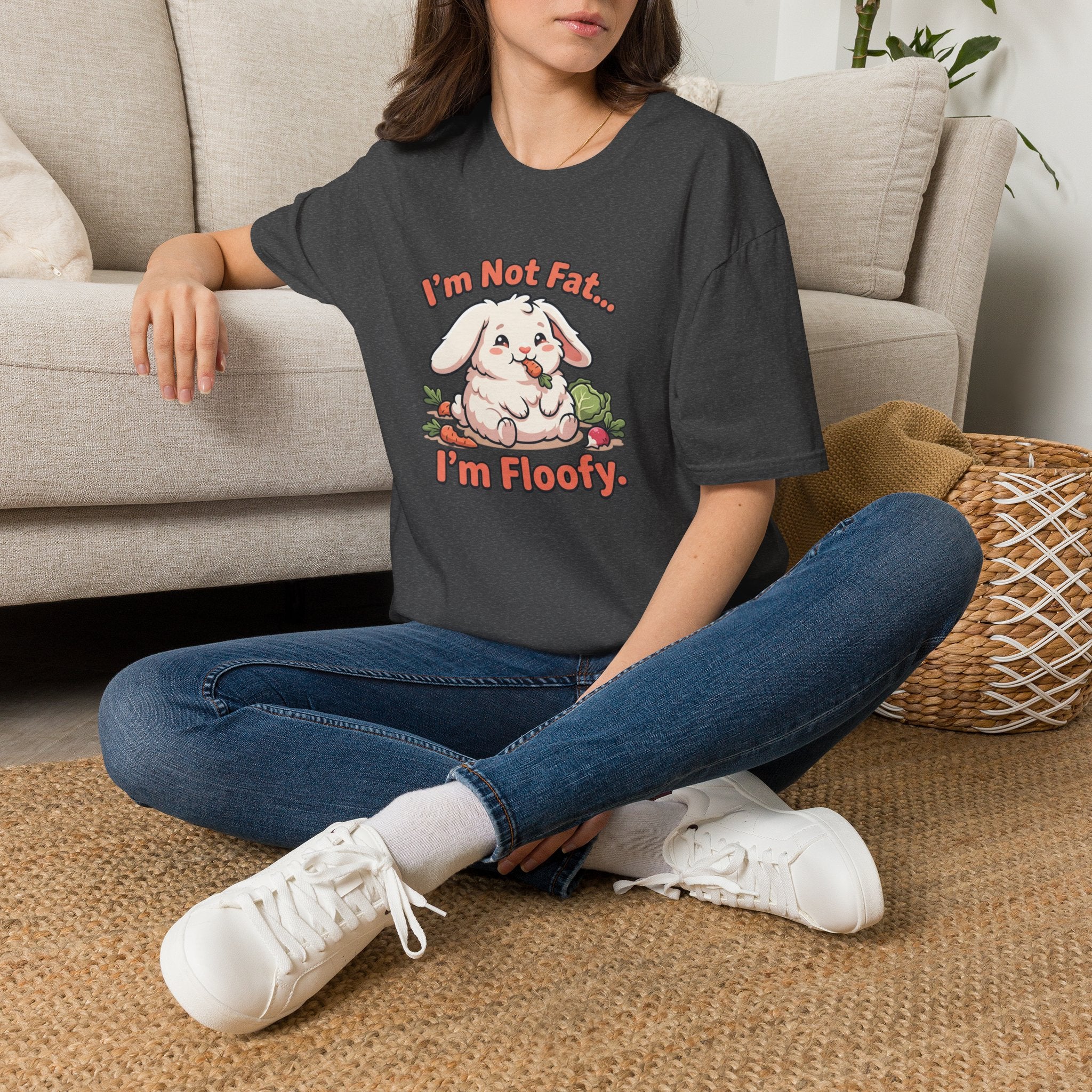 Cute Bunny T-Shirt – "I'm Not Fat... I'm Floofy" Funny Graphic Tee for Animal Lovers