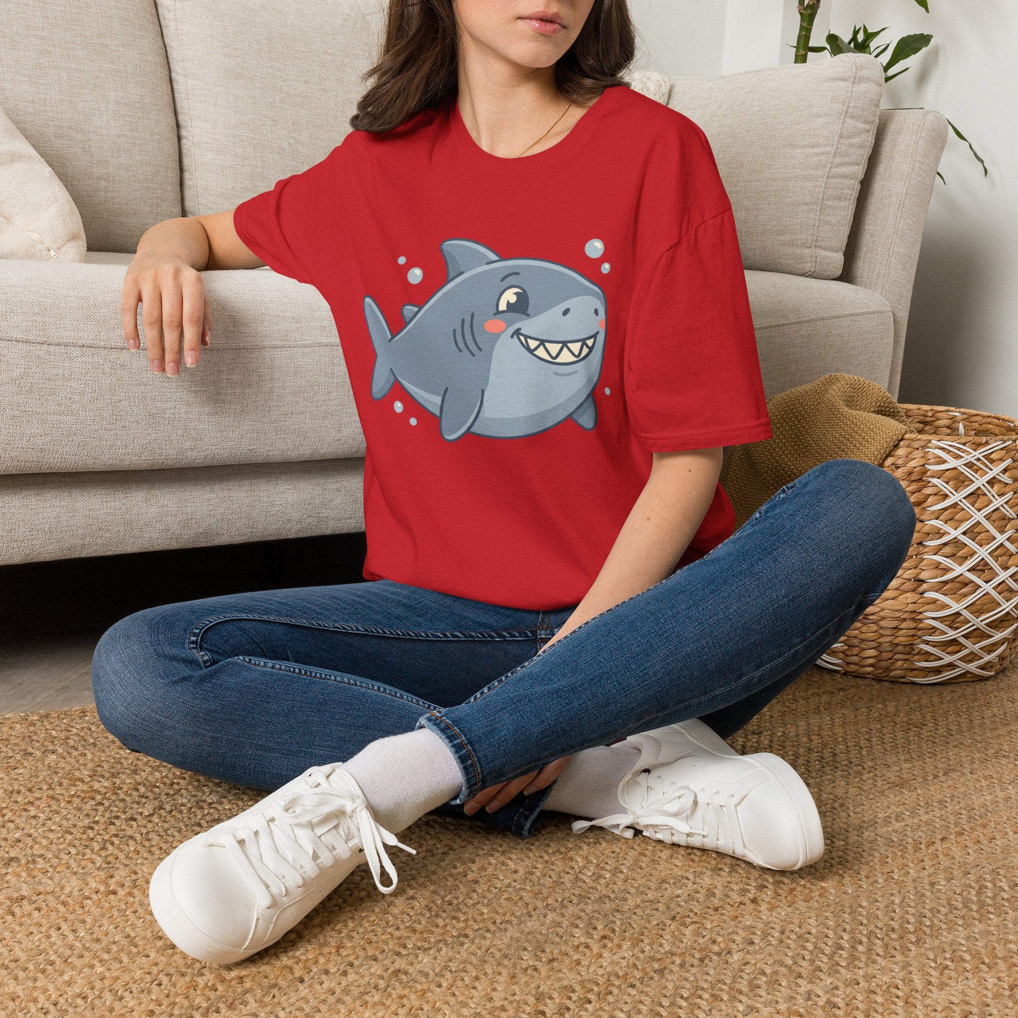 Cute Smiling Shark T-Shirt — Playful Cartoon Ocean Tee