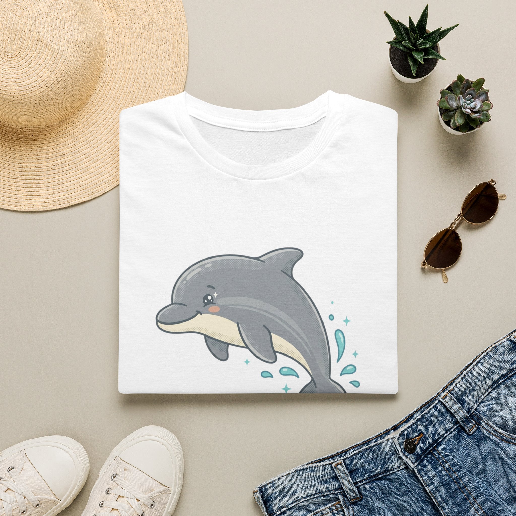 Dolphin Cute Graphic T-Shirt — Playful Jumping Dolphin Tee