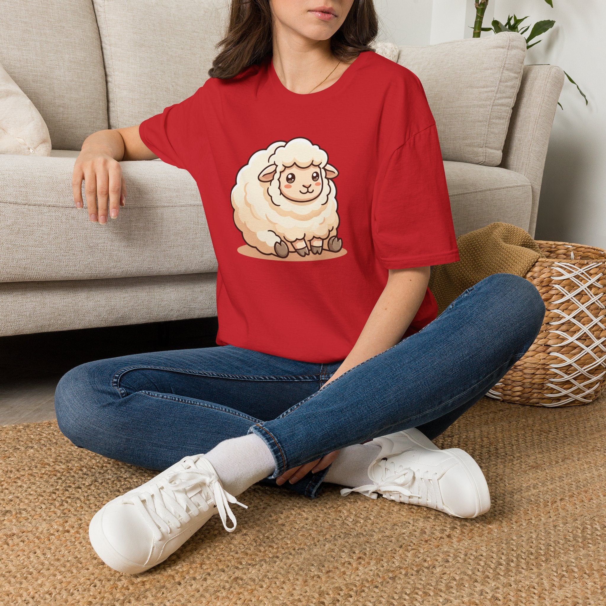 Cute Fluffy Sheep T-Shirt — Adorable Cartoon Lamb Tee