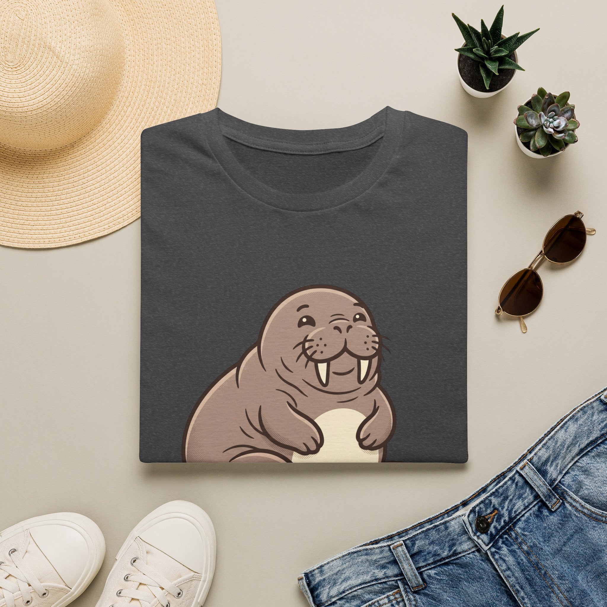 Walrus Graphic T-Shirt — Cute Smiling Walrus Illustration Tee