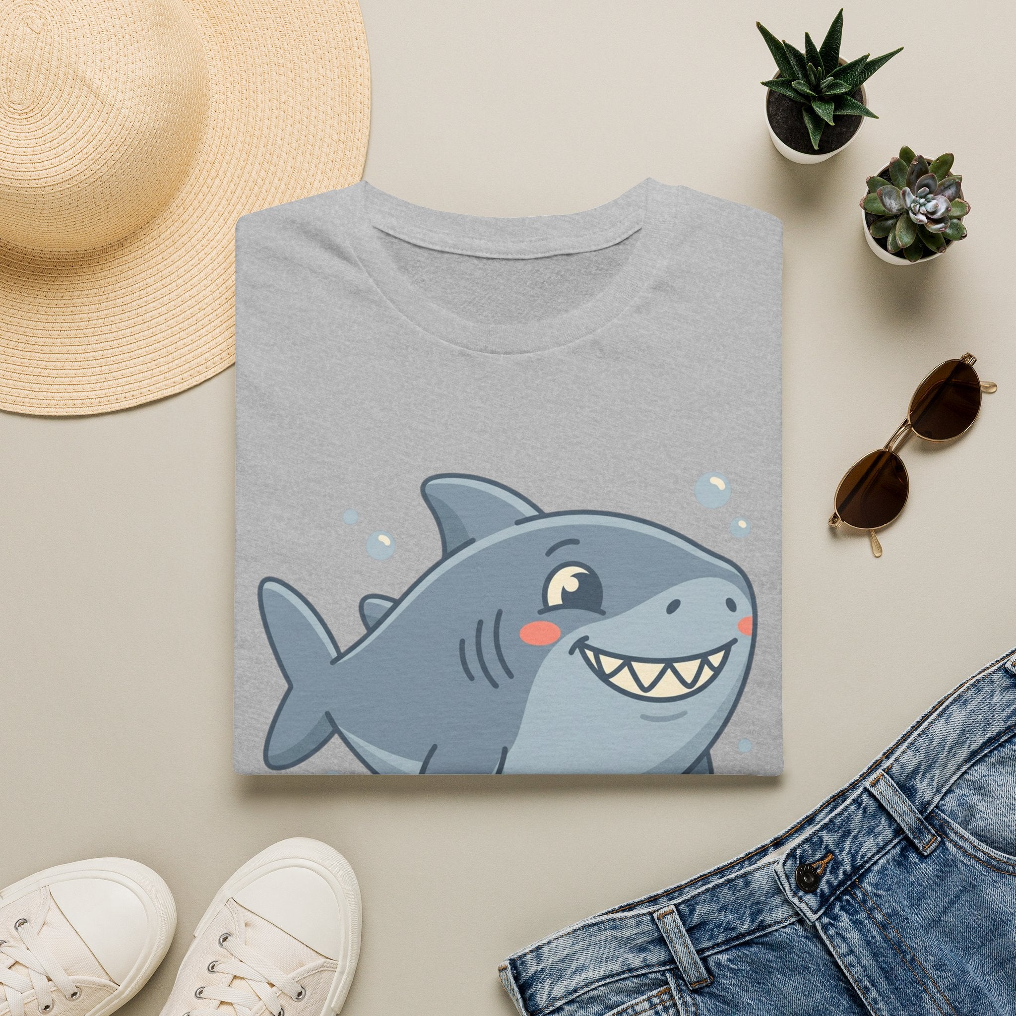 Cute Smiling Shark T-Shirt — Playful Cartoon Ocean Tee