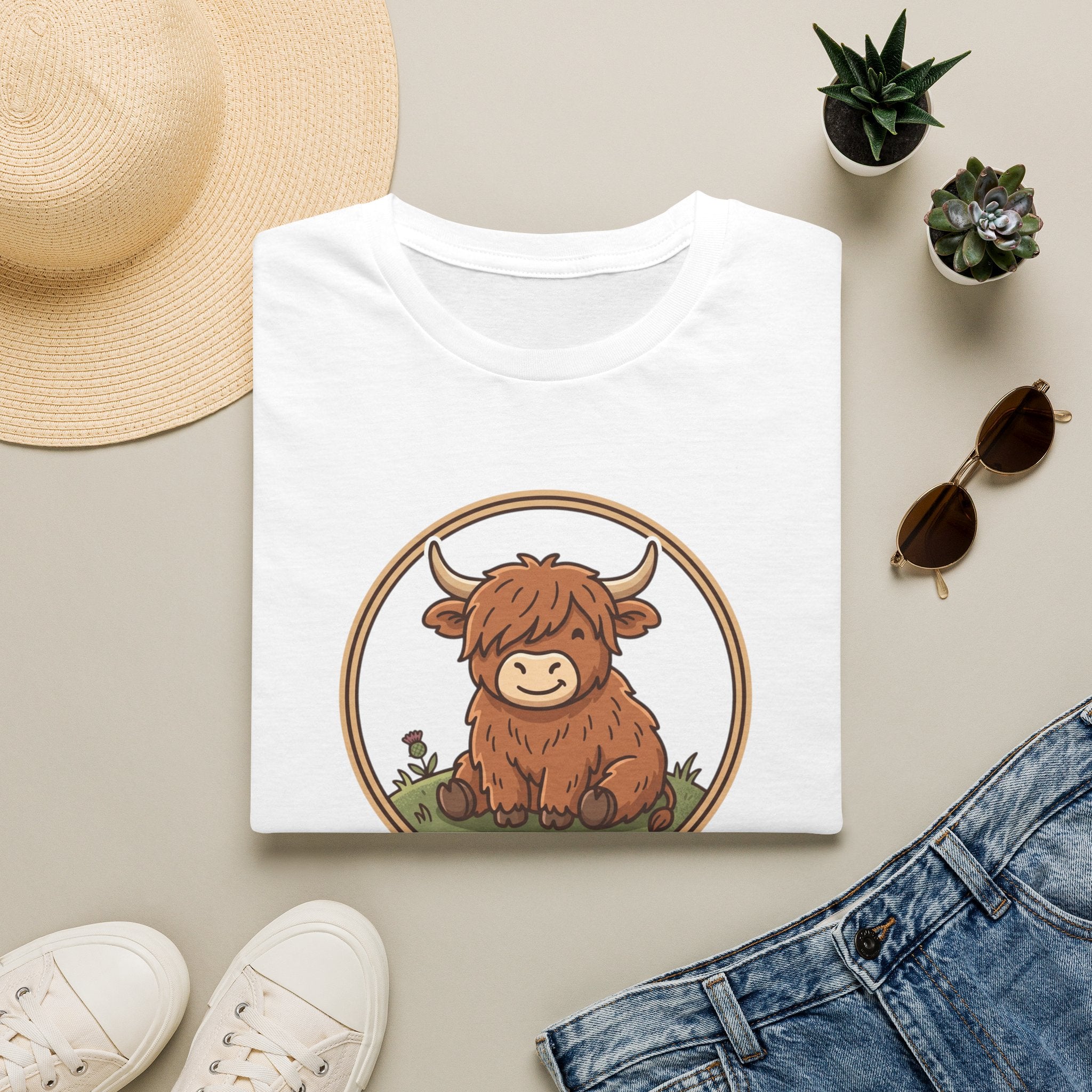 Highland Cow Graphic T-Shirt — Cute Scottish Highland Cattle Tee