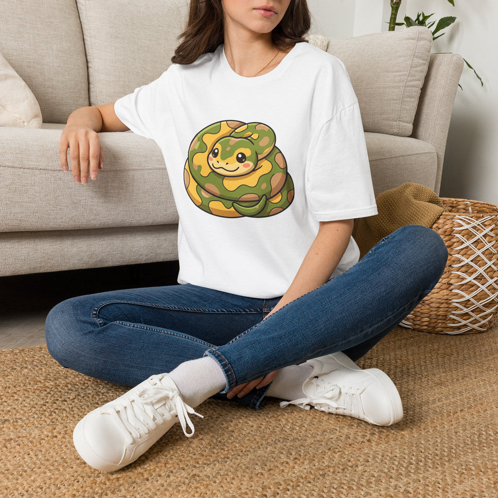 Cute Camouflage Ball Python T‑Shirt — Cartoon Snake Graphic Tee