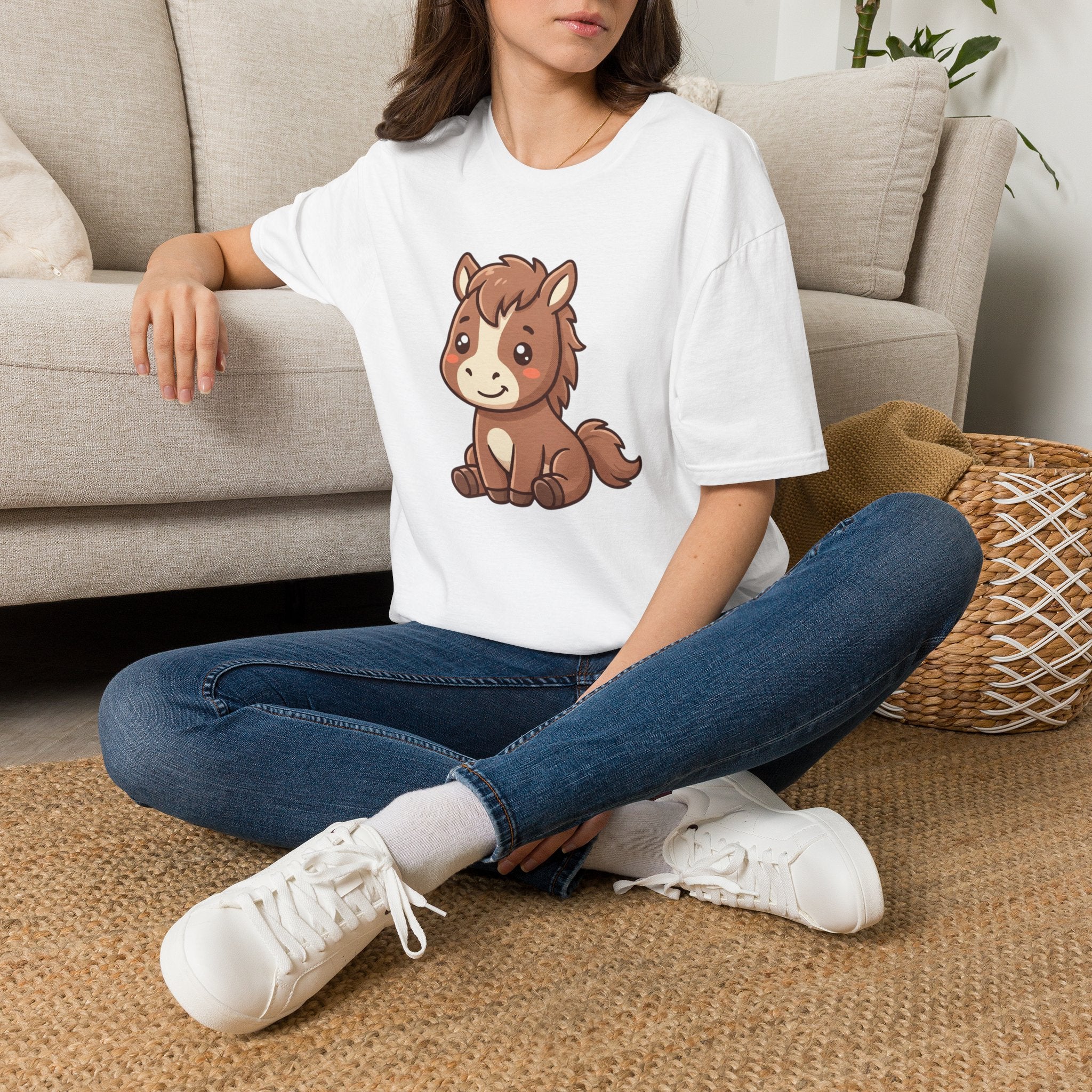 Cute Cartoon Pony T-Shirt — Adorable Kids & Adult Farm Animal Tee