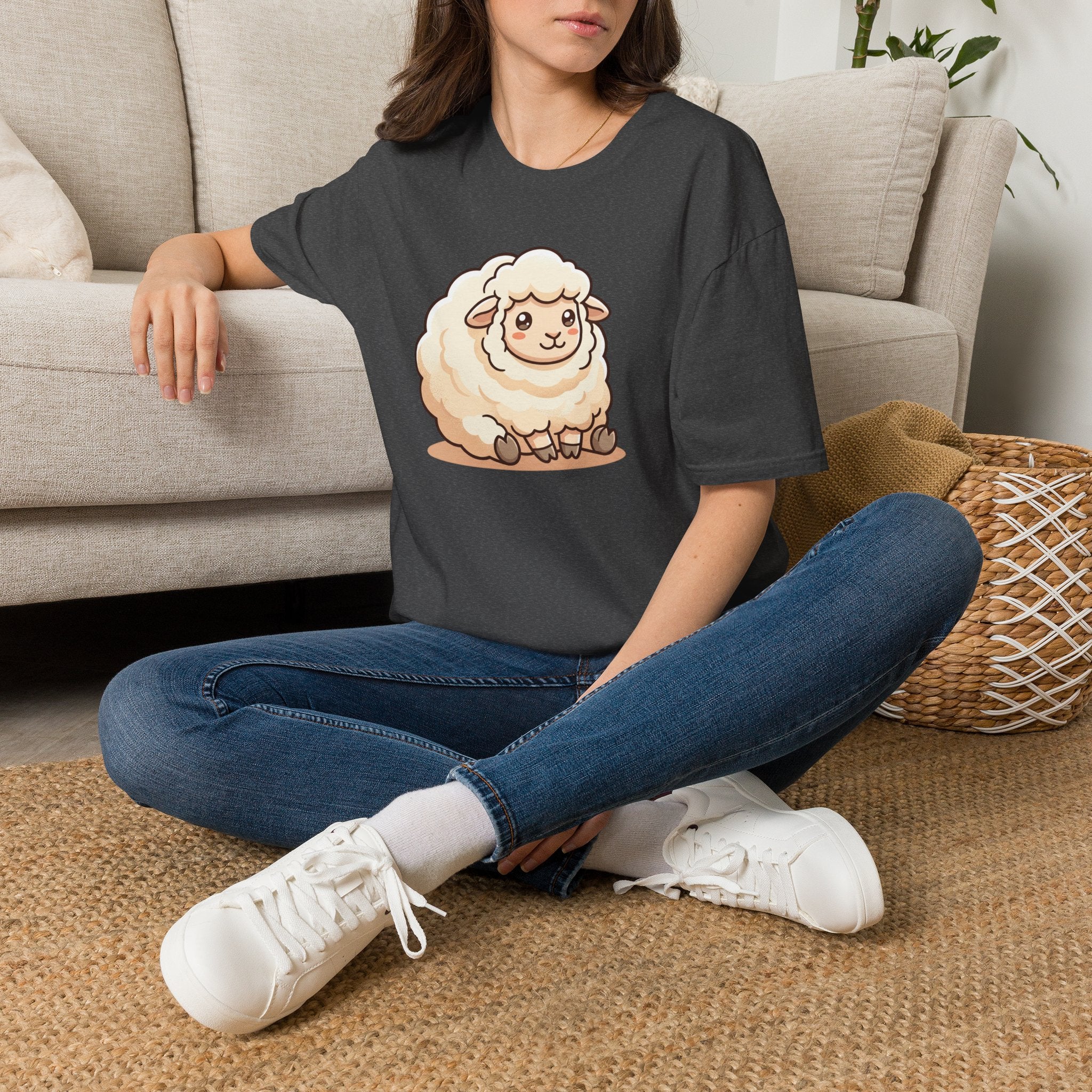 Cute Fluffy Sheep T-Shirt — Adorable Cartoon Lamb Tee