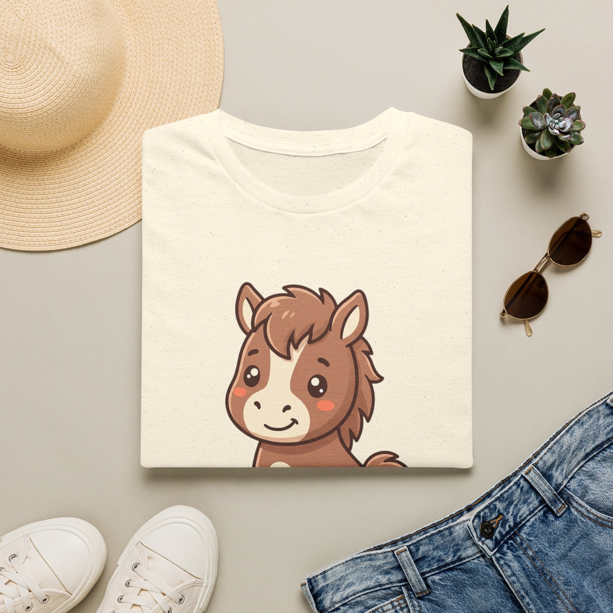 Cute Cartoon Pony T-Shirt — Adorable Kids & Adult Farm Animal Tee