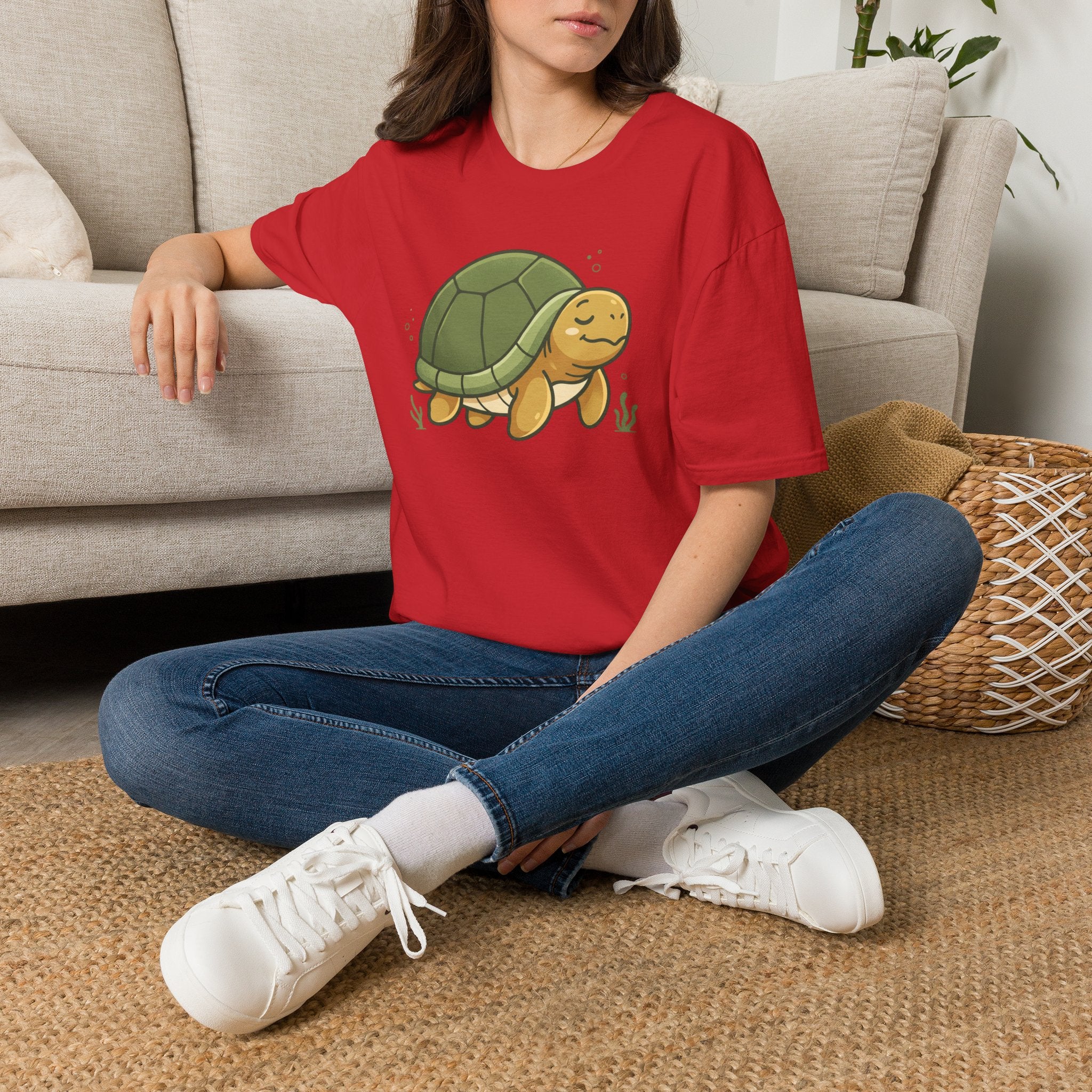 Cute Cartoon Turtle T-Shirt — Relaxed Sea Turtle Graphic Tee